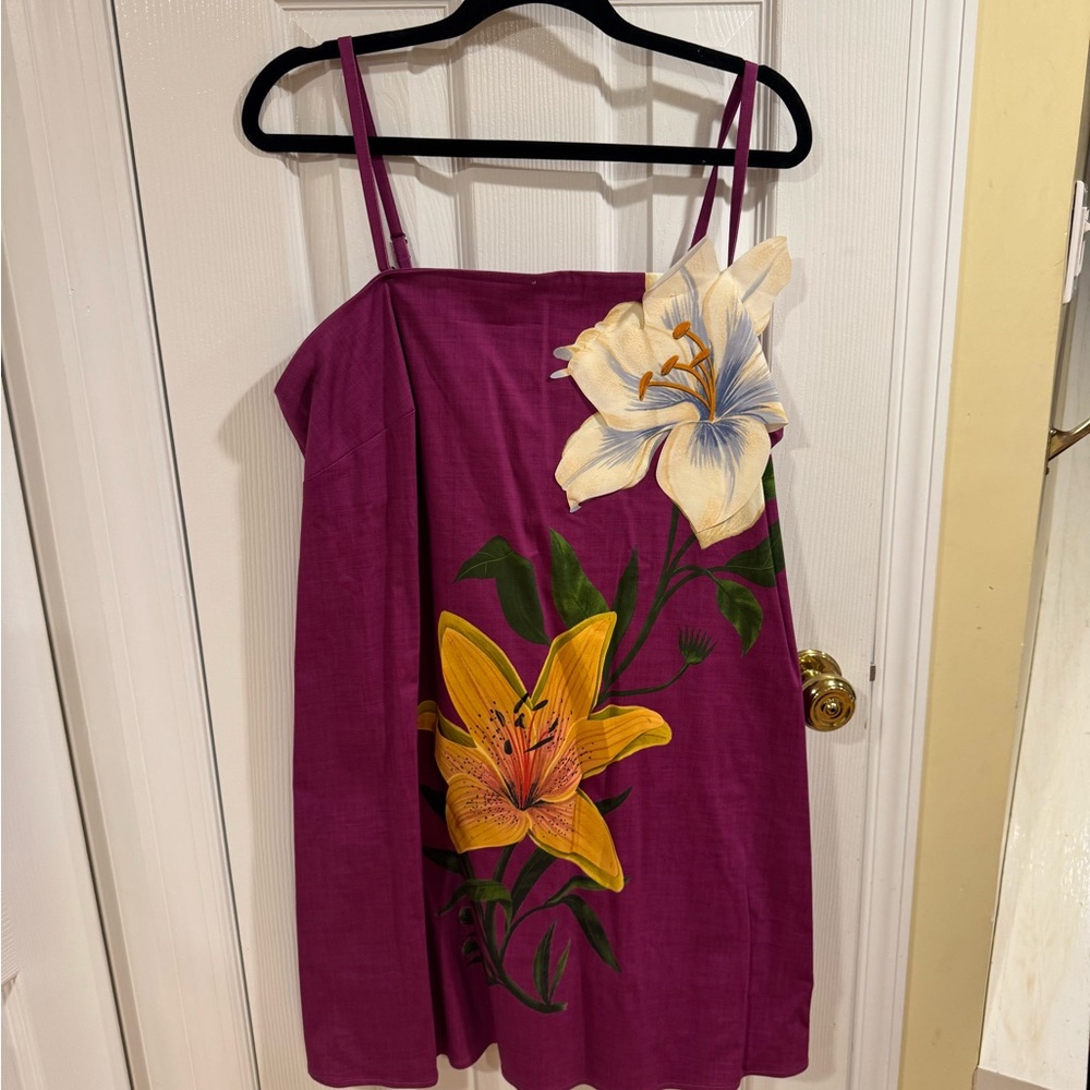 FARM Rio Purple Dress with Floral Accents